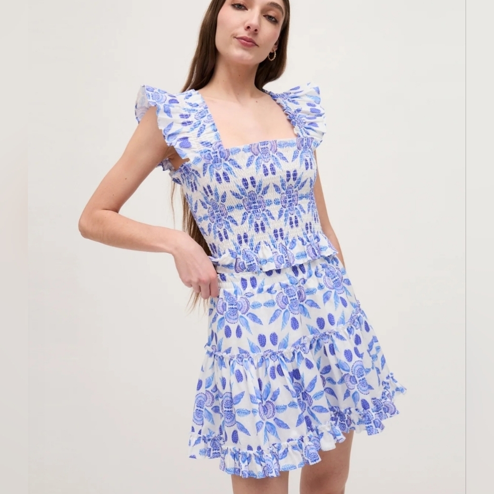 Hill House Blue and White Floral Mini Skirt